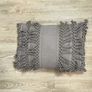 Urban Outfitters Gray Venice Net Tassel Bolster Pillow Size 14"x 20"